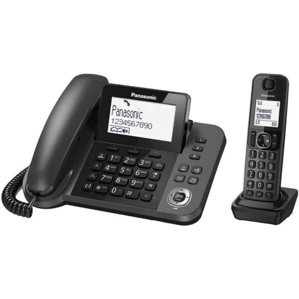 Σταθερό Ψηφιακό Τηλέφωνο Panasonic KX-TGF310EXM Μαύρο + Ασύρματο Ψηφιακό Τηλέφωνο