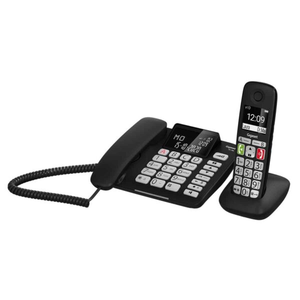 Gigaset DL780 Plus Σταθερό Ψηφιακό Τηλέφωνο + Ασύρματο Ψηφιακό Τηλέφωνο Μαύρο με μεγάλα πολήκτρα με Υποδοχή Hands-Free