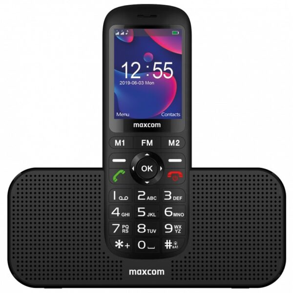 Maxcom MM740 2.4 με Bluetooth 5.0, Ραδιόφωνο, Πλήκτρο Έκτακτης Ανάγκης και Βάση-Ηχείο Μαύρο