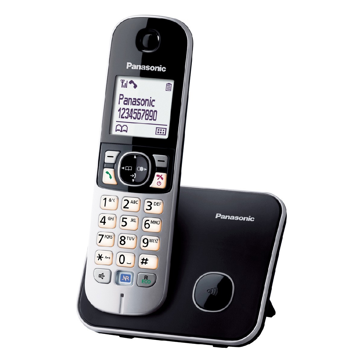 Ασύρματο Ψηφιακό Τηλέφωνο Panasonic KX-TG6851JTB με Μεγάλη Οθόνη και Ανοιχτή Ακρόαση Μαύρο-Ασημί