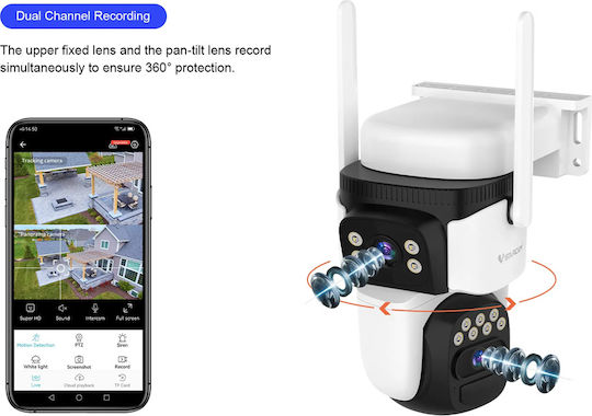 Vstarcam CB621DR Κάμερα διπλού φακού dual band Wi-Fi Full HD+ 3MP Αδιάβροχη Μπαταρίας με Αμφίδρομη Επικοινωνία και Φακό 4mm