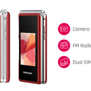 Maxcom MM835 4G (Dual Sim) 3,5"+3,24" με Κάμερα, Φακό, Ραδιόφωνο και Πλήκτρο Έκτακτης Ανάγκης Κόκκινο